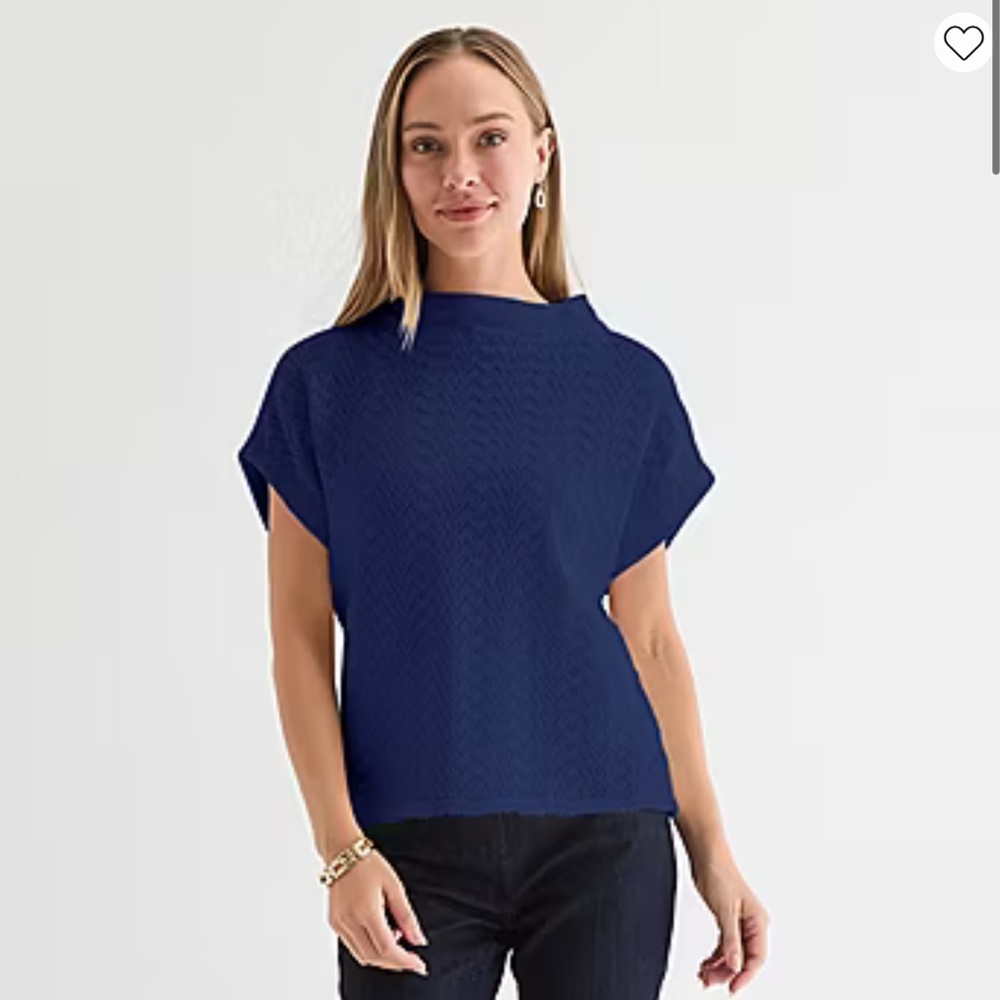 Liz Claiborne Womens Mock Neck Short‎ Sleeve Pullover Sweater NWT Size M